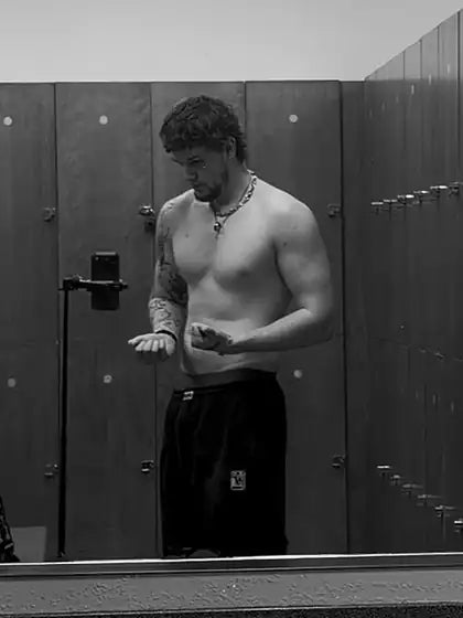 Me at 205 lb in the gym mirror