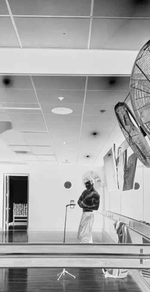 Training session in the studio, shot in negative
